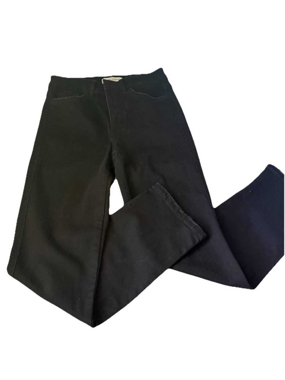 Flying Monkey Size 26 Black Jeans Frayed Hem Cropped Denim Cotton Spandex Blend